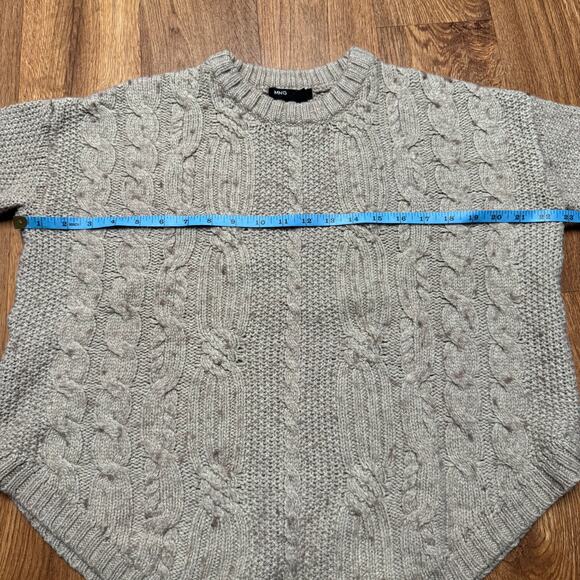 MNG Mango Mock Neck Tan Wool Blend Cable Knit Sweater Womens Size XS Oversized - Picture 7 of 8
